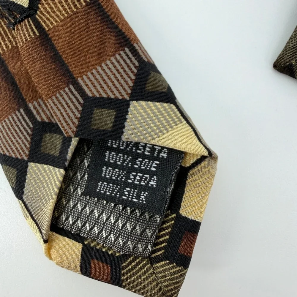 Giorgio Brutini Collezione 100% Silk Tie - Brown Necktie - Retro 80's - 90's